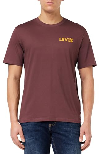 Levi's Herren Ss Relaxed Fit Tee T-Shirt,Headline Logo Red Mahogany,XS