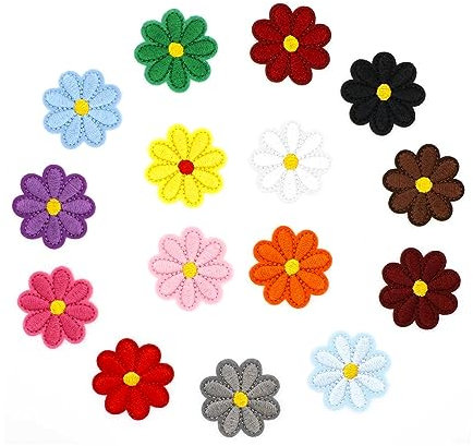 30 Stück Patches zum Aufbügeln, Gänseblümchen Flicken zum Aufbügeln Kinder, Stickerei Aufnäher, Bügelpatch Erwachsene für Hut Jacke Jeans Rucksäcke DIY Dekoration