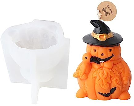 JS MOLD Kerzen Silikonform,Halloween-Kerzenherstellung,Kürbis, Eule, Frosch, Geist, Halloween-Silikonform,3D-Kürbis-Kerzenform,Kerzen Gießform für die Halloween-Heimdekoration (Vogel)