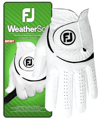 FootJoy WeatherSof Men's Golf Glove, White/Black, Left Hand (for Right Handed Golfer), S EU