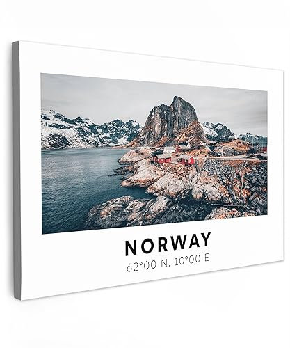MuchoWow© Leinwand Bilder 90x60 cm Wanddeko Wohnzimmer Aesthetic Room Decor Deko Zimmer Wandbilder Modern Fotogeschenke Norwegen - Berge - Skandinavien