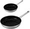 Venteo Poêle inox KITCHENPRO 24cm et 28cm Revêtement céramique antiadhésif - Adaptée à tous les feux induction/vitro céramique/électricité/gaz