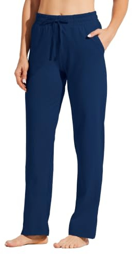 WILLIT Jogginghose Damen Baumwolle Trainingshose Lang Freizeithose Sporthose Yogahose gerades Bein Sport Lounge Sweatpants Kordelzug mit Taschen