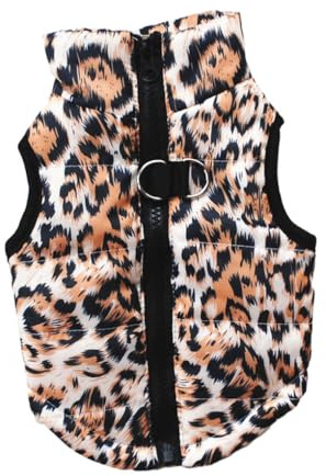 BEALIFE Dress to Impress, personalisierte und modische Weste, Jacke, Mantel für Hunde, Winter, warme Haustier Hundekleidung, Polyester Hundemantel, Leopardenmuster, M