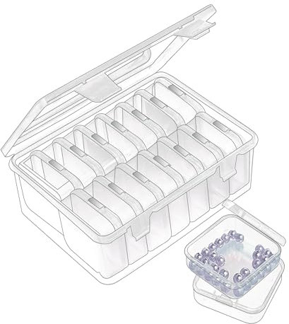YBhuoo Mini Bead Storage Box, Clear Plastic Clay Bead Organisers,15 Pcs Small Plastic Storage Boxes with Lid for Beads, Seeds, Craft, Jewelry and Small Items