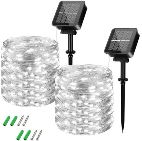 Solar String Lights Outdoor Garden Waterproof 98FT 260LED,[2Pack]Total 30M Solar Fairy Lights Extra-Long,8 Modes Copper Wire Solar Powered Outdoor Lights/Outside Decor Lighting for Garden Patio Yard