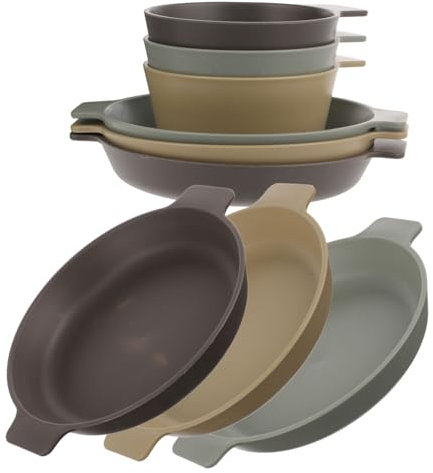 MOBUTOFU 1ensemble Set De Vaisselle Plastique Et Réutilisable Pour Pique- Assiettes Et De Camping Assiettes Rondes