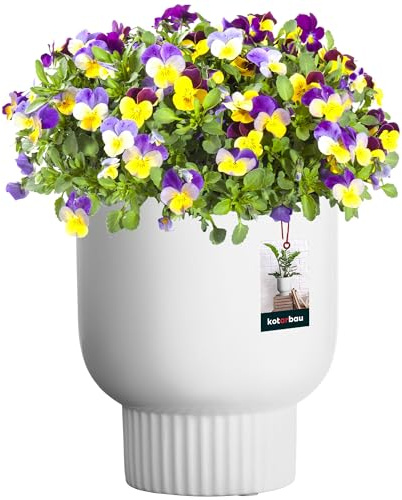 KOTARBAU® Keramik Blumentopf ⌀ 12 cm Höhe: 16,5 cm Weiß Blumen Übertopf Blumentöpfe Keramik Blumentopf Keramik Blumenübertopf Keramik Übertöpfe für Zimmerpflanzen Übertopf weiß