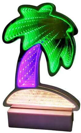 Gleneagles Palm Tree Infinity Light - Neon Sign, Perfect Gaming Accessory for Room. Mens & Stunning Gaming Bedroom Accessories with Infinity Effect. Travel Gift