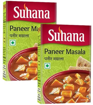 Suhana Spices Mix Powder (Box) - Curry Masala Recipe Mixes Casserole Seasoning Herbs - Simplifies & Speeds Up Cooking Process (Pack of 2, Suhana Paneer Masala 100g Box)