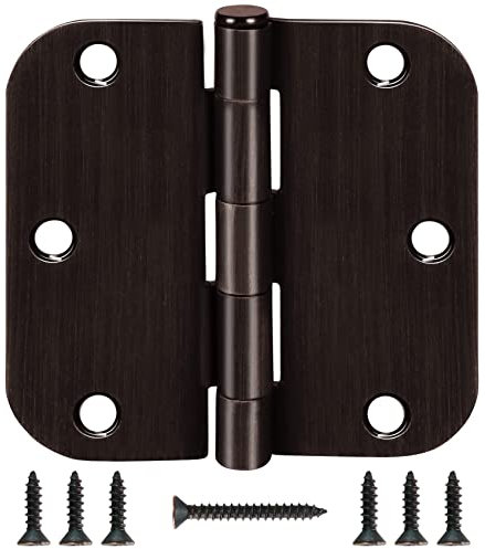 Lot de 12 charnières de porte en bronze huilé 8,9 x 8,9 cm, charnières de porte intérieure arrondies de rayon de 1,5 cm, angle de 8,9 x 8,9 cm, charnières de porte en fer brossé pour chambre à