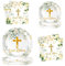Grün Gott Segen Dekoration Geschirr Set Grün und Gold Taufe Thema Papier Teller für Baby Dusche Erste Heilige Kommunion Party Supplies