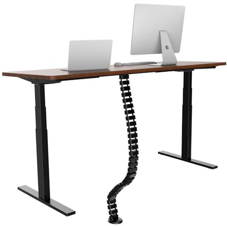 OASHISU Kabelführung eckig Kuba Slim 130cm, Kabelkanal Kabel Management für Schreibtisch Kabelführungssystem höhenverstellbare Schreibtische Flexibler Kabelschlauch Kabelmanagement Wirbelsäule schwarz