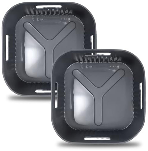 20CM Molde Silicona Freidora de Aire, 2PCS Cuadrado Accesorios Freidoras de Aire para COSORI 4,7L, Cecotec 5,5L, Moulinex 5L, Reutilizable Accesorios Freidora sin Aceite en lugar de Papel de Horno