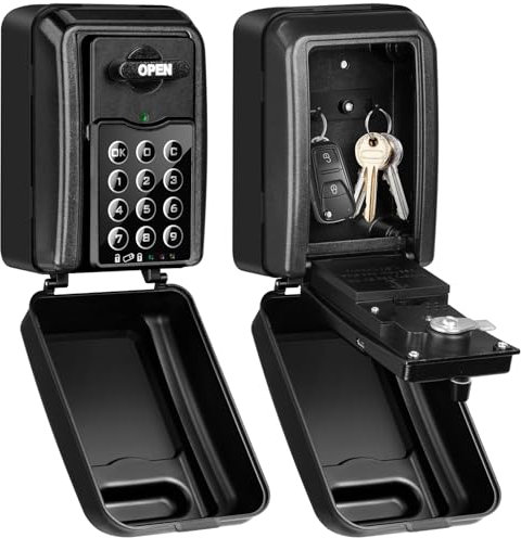 ENONEO Grande Boite à Clés Securisee Exterieur | Anti-vol & Privilèges Administrateur | Boite à Clefs Murale avec Code 6 Chiffres Digital Boitier a Clef Étanche Antirouille Combination Lock Box