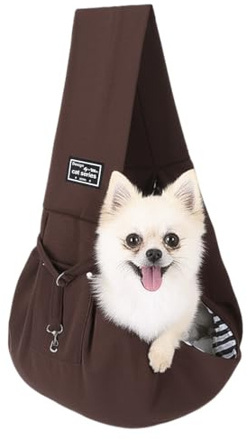 Halinuia Reversibel Kleine Hundetragetasche bis 7.5 KG Angenehm Tragetasche Hund Sicherer mit Karabiner Tragegurt Hunde Umhängetasche für Haustiere für Spaziergänge Aktivitäten im Freien, Braun