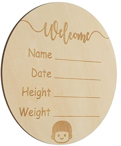 Runder Geburtsanzeige Schild Holz für Neugeborene Bedeutungsvolles Namensschild zur Begrüßung für Fotos zur Dekoration im Babyzimmer