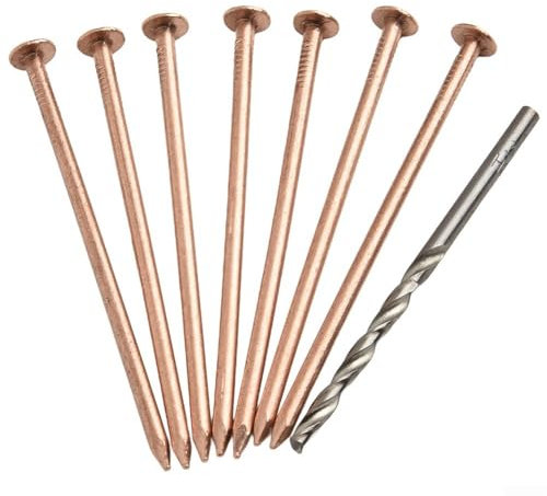 Yuanpgky 10 chiodi in rame resistenti per la gestione delle radici degli alberi, 8,9 cm, punte professionali per il trattamento dei ceppi da giardino, kit con punta da trapano