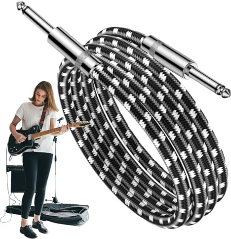 Cavo per chitarra elettrica – Cavo amplificatore per chitarra da 3 metri, cavo schermato con diritta per studio live, chitarra basso
