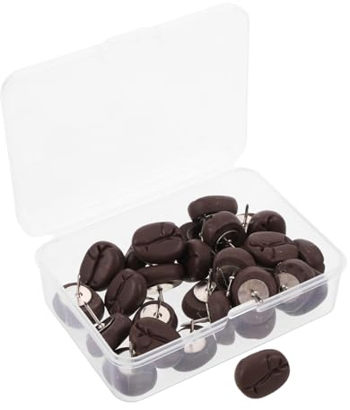 DOITOOL 30 Stück Kreative Kaffeebohnen Pinnadeln aus Resin Dekorative Daumennägel für Korkwand Büro Zuhause und Schule Lustige Pushpins für Fotos Notizen und Bulletin Boards