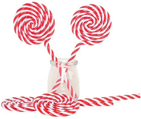 HERZWILD 4pcs Large Christmas Lollipop Ornament Christmas Tree Lollipop Decoration Candy Cane Decorations for Holiday Supplies Xmas Tree Hanging Decoration (Red A)