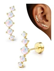 Adramata Ohrringe Silber 925 Knorpel Ohrringe Damen Flatback Ohrstecker Silber 925 Hypoallergen Tragus Helix Piercings Vergoldet Ohrring Stecker