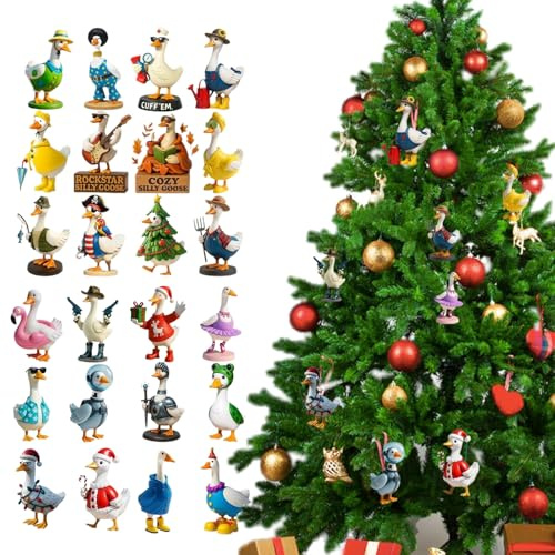Countdown-Kalender – 24 Tage Ente 2D Acryl 2025, Flacher Weihnachts-Countdown-Kalender Charme | Büro/Büro/Wohnzimmer/Schlafzimmer/Küche/Wand