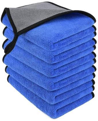 Nocecfi 6-Pack Reusable Microfiber cleaning Cloths, Non-Scratch Double-Layer, Lint-Free & Super Absorbent, For Home/Car Cleaning Drying 40×30cm