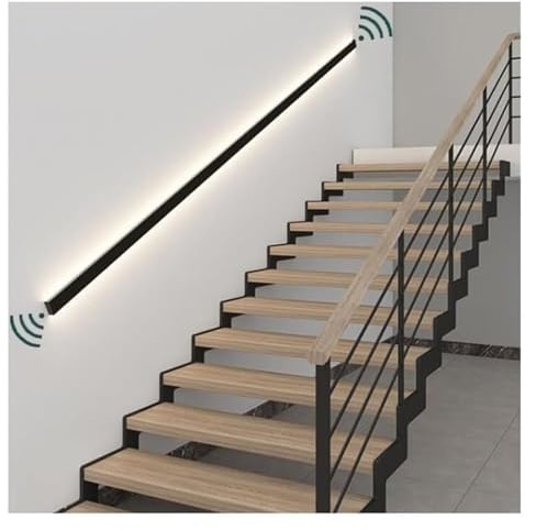 treppengeländer LED-Treppenhandläufe for Innentreppen mit warmem Licht, Villa-Gang-Korridor-Wand-Haltegriff-Körpersensor-beleuchteter Handlauf innen(0.8m)