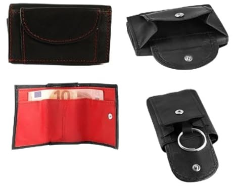 Excellanc Geldbörse für Unisex aus Leder in Blau, Geldbeutel mit Druckknopf in 9,5 x 6 x 2,5 cm