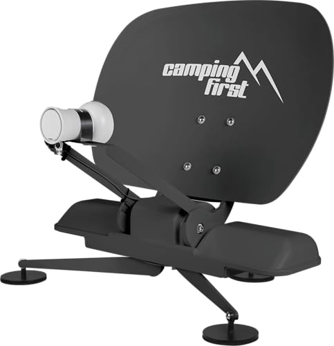 Camping First Satmex mobil 3 – Vollautomatische Sat-Antenne – Anthrazit | Selbstständige Ausrichtung auf Astra 19,2° Ost, keine separate Stromversorgung nötig