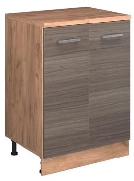 Vicco Erweiterungsschrank Rion, Edelgrau/Goldkraft Eiche, 60 x 46 cm ohne Schräge mit 2 Türen, kombinierbar mit Rion Dachschrägenschränken und Schrankmodulen