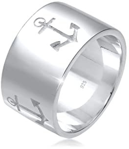 Elli Ring Damen Bandring Anker Motiv Maritim in 925 Sterling Silber