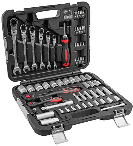 Connex Bit- und Steckschlüssel-Satz 68-teilig - 1/4 & 1/2 - Inkl. Gelenkratschengabelschlüssel - Im Kunststoffkoffer - Für Montage- & Schraubarbeiten / Stecknuss-Set / Werkzeugkoffer / COXBOH600068