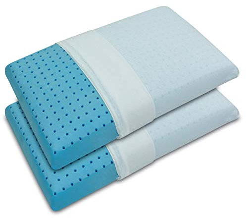 Baldiflex, Coppia di Cuscini in Memory Foam Modello Saponetta Premium Fresh, Guanciale Memory con Fori di Traspirazione, Contro Dolore Collo e cervicale, Ortopedico, rinfrescante