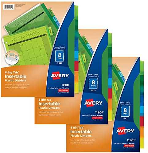 Avery Big Tab einführb Kunststoff Trennwände 3 Sets mit 8 Fächern