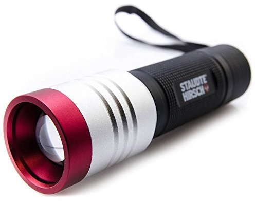 STAUDTE HIRSCH LED Taschenlampe SH-5.410, 150 lm, batteriebetrieben, fokussierbar, spritzwassergeschützt (IPX4), 100 m, max. 5 h, 3 Leuchtmodi, tageslichtweiß, 150 g