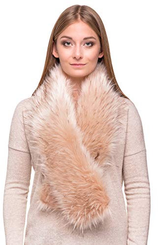 Futrzane Classic Schal - Pelz Schal Damen - Winter Fellkragen Lang Fellschal (One Size, Elfenbein Classic)