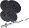 ScSPORTS® Hantelset - Curlstange, 120 cm, mit Gewinde, Stahl, Hantelscheiben 15/20/28/40/60 kg, Gusseisen, Schwarz, Stern-/Federverschluss (15 kg (2 x 5 + 2 x 2,5))