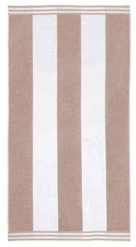 Superior Collection Combed Cotton Luxurious Jacquard Beach Towels, Taupe Cabana Stripe, Oversized