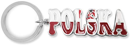 Schlüsselanhänger Polen Flagge, Name, grau, klein