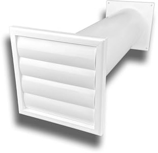 K-TECH-PRO Abluft Mauerkasten Gravity Wanddurchführung Rückstauklappe Ausführung mit Rundrohr, Größe Ø100 154x154mm