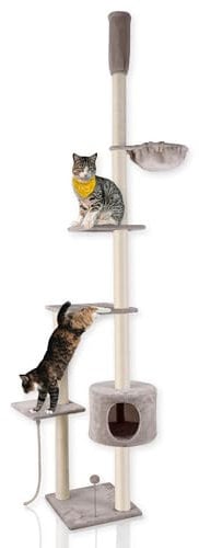 Lycce Katzenbaum Tower Kratzbaum deckenhoch Sisal Plüsch grau 230-260 cm