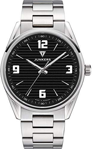 Junkers Professor Analog Quarz Uhr Edelstahlarmband Saphirglas Ziffern schwarz 9.32.01.02.M