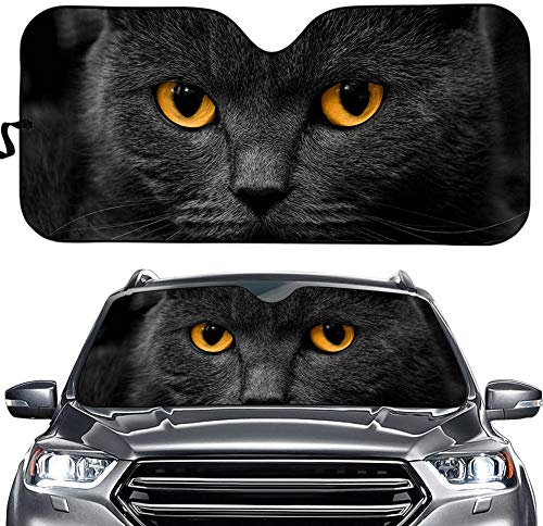 Parasol para parabrisas delantero de coche con diseño de gato, divertido estampado de animales, bloquea los rayos UV, protector de visera solar plegable en acordeón para automóvil, camión, SUV,