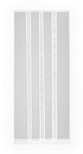 APANA - weißes Fliegengitter aus Fiberglas mit Lamellen inklusive Klemmleiste und Klettband - Insektenschutz zum Zuschneiden für Türen bis 100 cm x 220 cm - Lamellenvorhang mit Gewichten