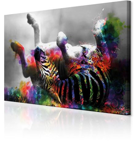 decomonkey Bilder Tiere Abstrakt 60x40 cm 1 Teilig Leinwandbilder Bild auf Leinwand Vlies Wandbild Kunstdruck Wanddeko Wand Wohnzimmer Wanddekoration Deko Zebra