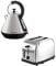 SQ Professional Kettle & Toaster Sets Rapid Boil Electric Kettle Slice Stainless Steel Toaster 2 Slice 6 Browning Controls Defrost Reheat, Crumb Tray (Gems Quartz Silver)