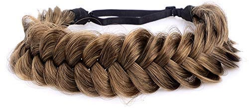 BOBIYA Messy Wide 2 Stränge Kunsthaar Geflochtenes Stirnband Haarband geflochtenes Gummiband Haarband Geflochten (Claybank)