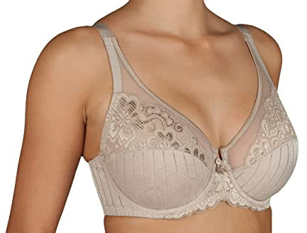 SELENE MARILUZ C-D-E Reggiseno con Ferretto Che combina Un Elegante Tessuto con Frange e Una Coppa in Tulle con Pizzo (D, Tierra, 6)